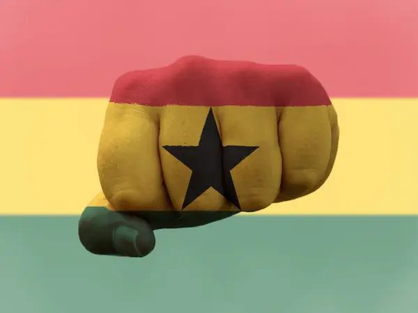 Ghana Flag painted on human fist representing power — Stock Photo, Image