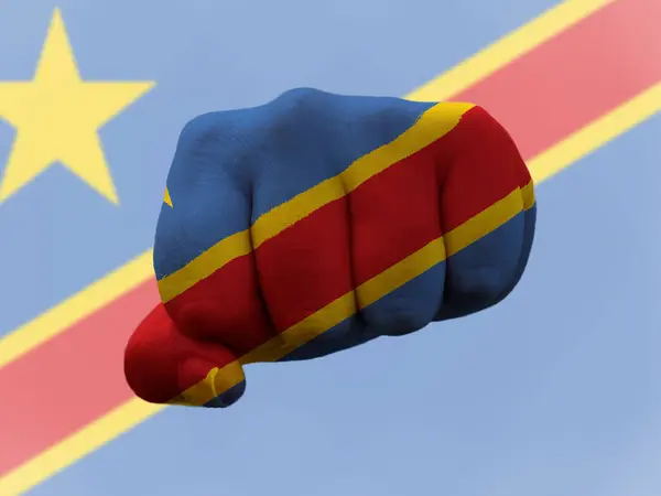 Democratic Republic of Congo Flag painted on human fist representing power
