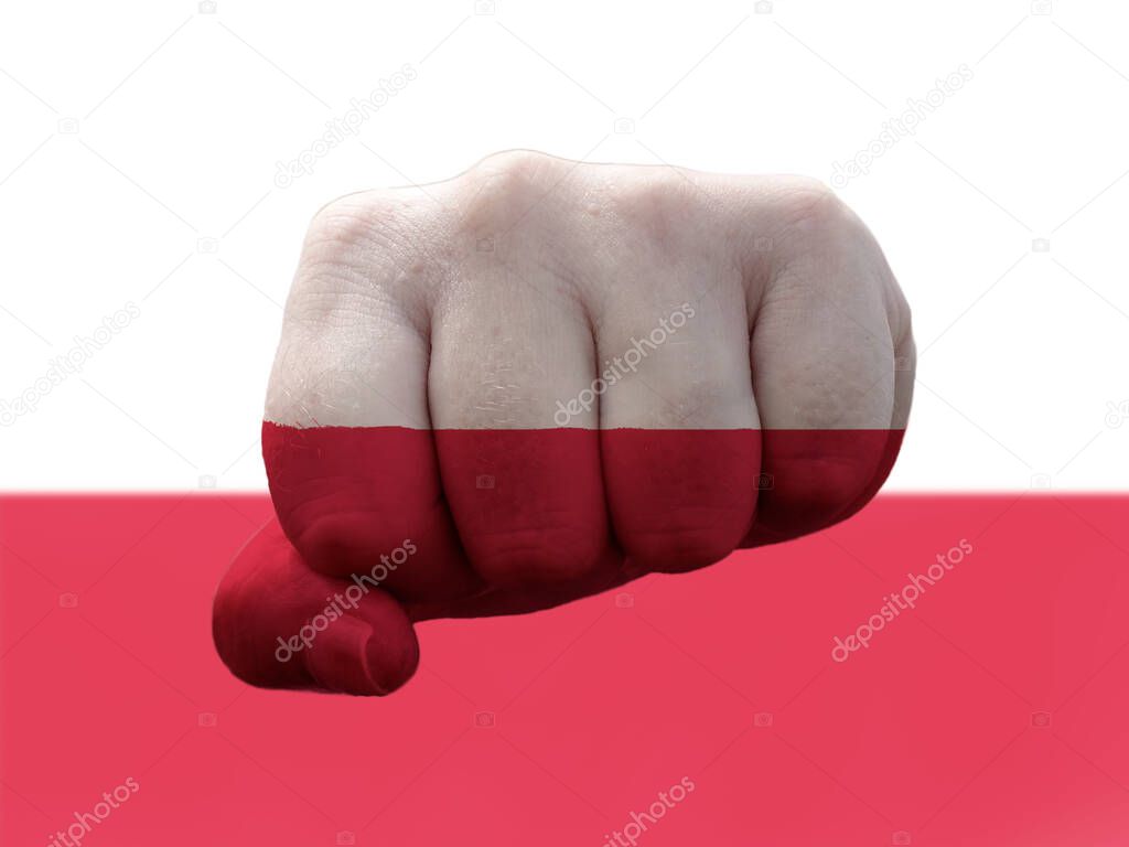 Poland Flag painted on human fist representing power