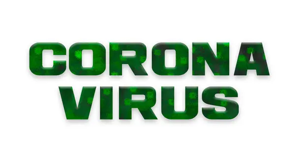 Corona VIrus Covid 19 Text Graphic with Virus Background — Stock Photo, Image