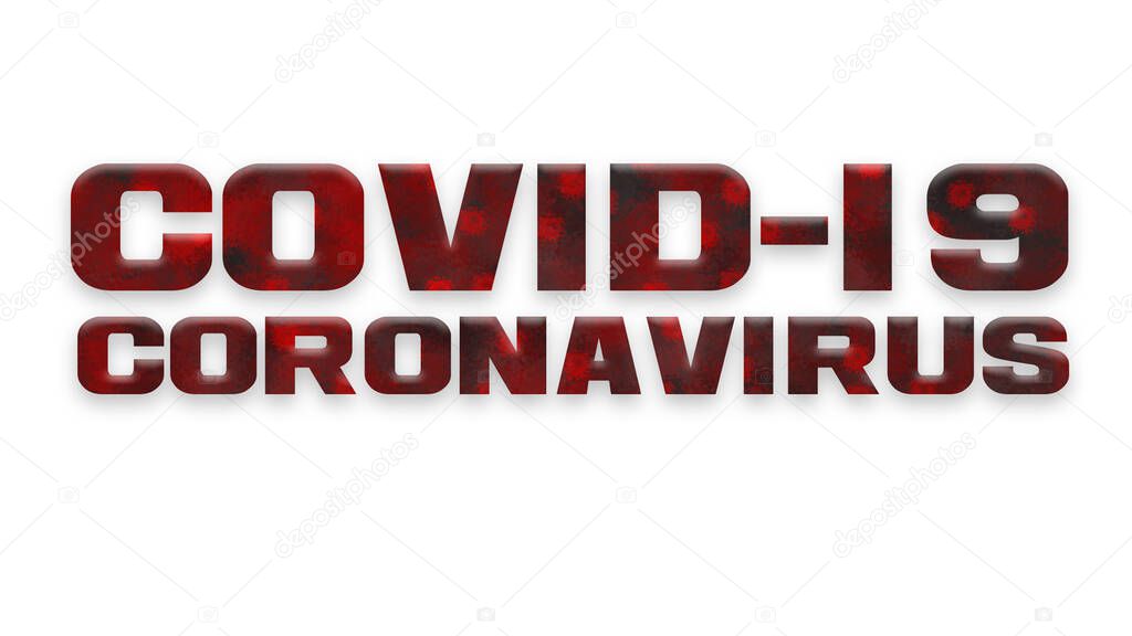 Corona VIrus Covid 19 Text Graphic with Virus Background