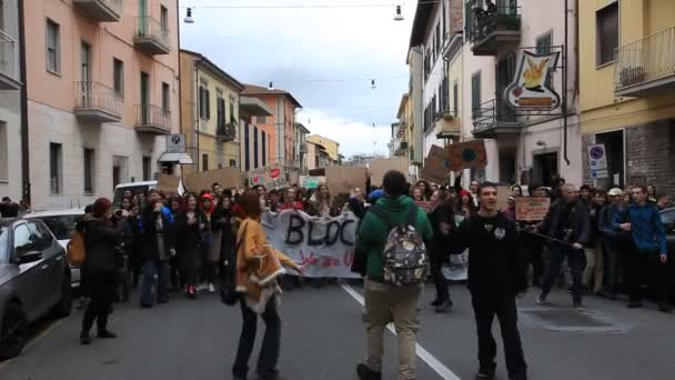 Piza Toskania Nov 2019 Młodzież Studenci Ulicach Globalną Demonstrację Zorganizowaną — Wideo stockowe