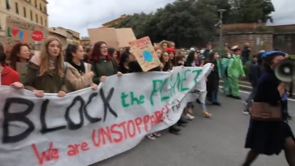Piza Toskania Nov 2019 Młodzież Studenci Ulicach Globalną Demonstrację Zorganizowaną — Wideo stockowe