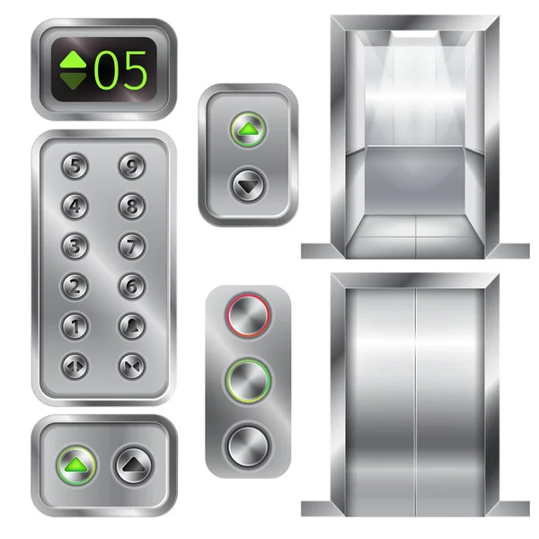 Realistic elevator and button panel — Stock Vector