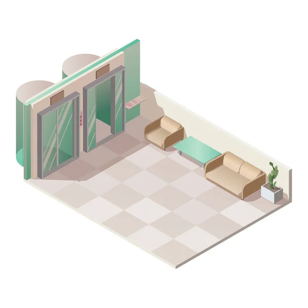 Isometric asansör koridorunun içi
