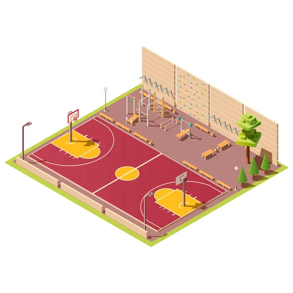 Basketbalveld en trainingsruimte — Stockvector
