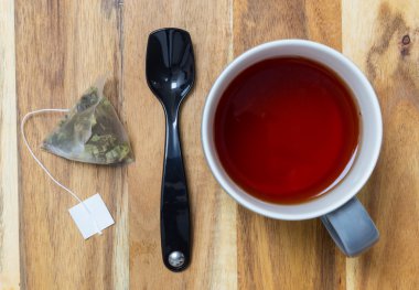 Ahşap çay zaman arka planda