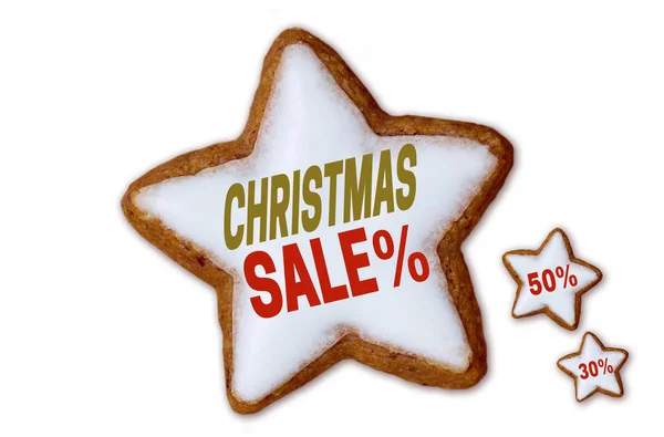 Christmas Sale cinnamon star white isolated concept — Stock Photo, Image