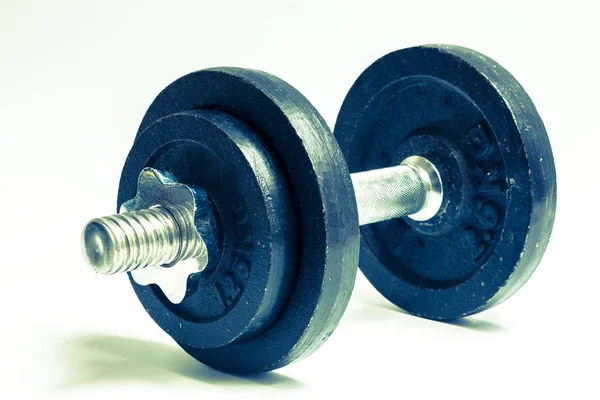 Dumbbell with two weights retro optics — Stock Photo, Image