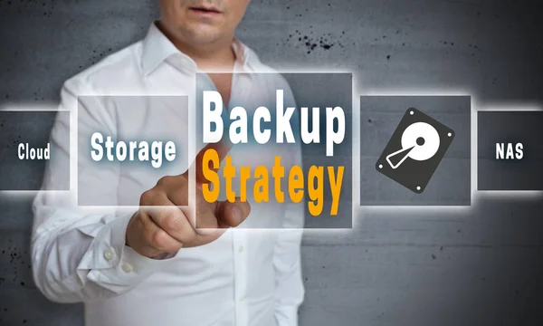 Backup Strategie Touchscreen Konzept Hintergrund — Stockfoto