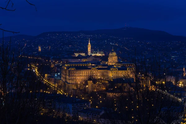 Castelo de Buda Hungria Budapeste à noite — Fotografia de Stock