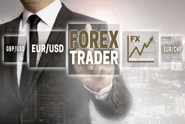 Trader Forex con concetto di sfondo della città — Foto Stock