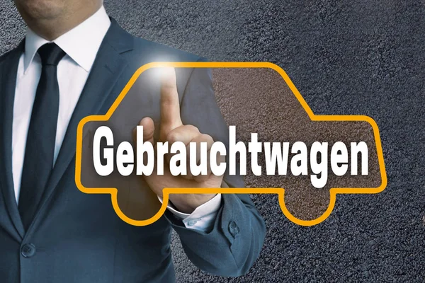 Gebrauchtwagen (in german Used car) auto touchscreen is operated — Stock Photo, Image