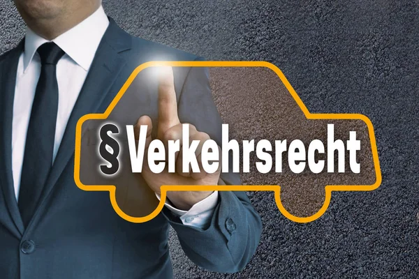 Verkehrsrecht Verkehrsrecht Auto Touchscreen Wird Von Mann Gesteuert — Stockfoto