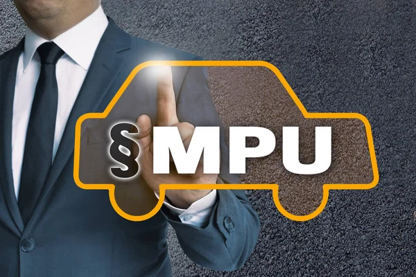 MPU auto touchscreen is operated by businessman concept — Stock Photo, Image
