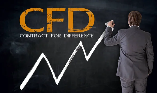İşadamı CFD blackboard konsepti üzerine yazma