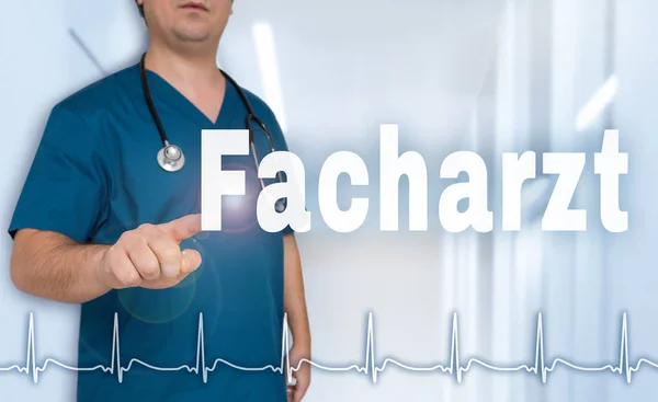 Facharzt (in german Specialist doctor) pointing at viewer with h — Stock Photo, Image