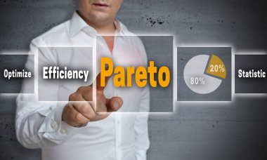 Pareto concept background is shown by man clipart