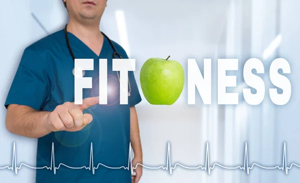 Lekarz fitness Wyświetlono na podglądzie z concept tętna — Zdjęcie stockowe