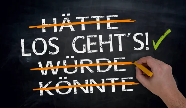 Los geht's, haette, wuerde, koennte (in german Let's go, could, — Stock Photo, Image