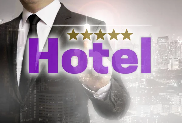 Hotel is shown by businessman concept — Stock Photo, Image