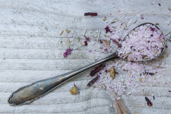 Herb salt on a spoon macro — Stock Photo, Image