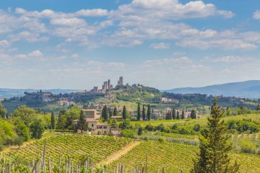 San Gimignano Toskana İtalya'nın panoramik görünüm