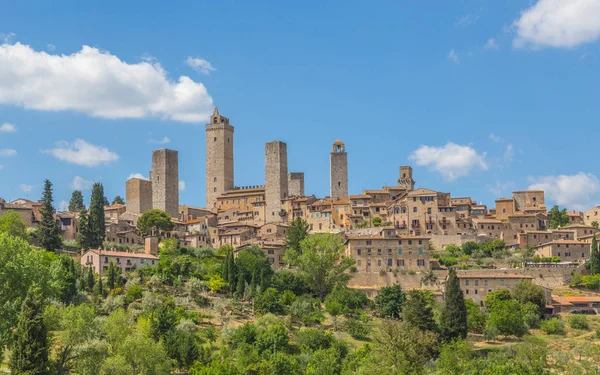 Panorámás kilátás nyílik San Gimignano Toszkána Olaszország — Stock Fotó