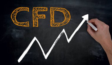 CFD and graph are written by hand on blackboard clipart