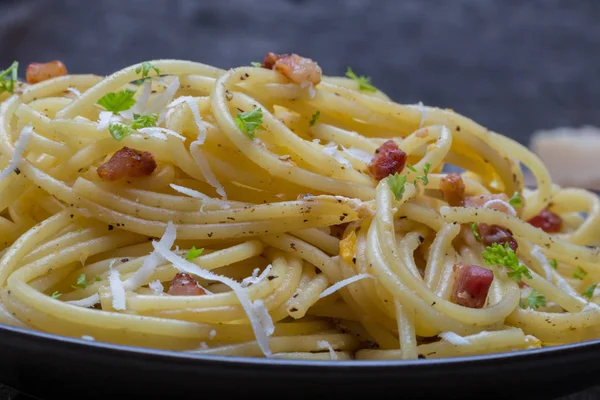 Spaghetti Carbonara Bacon Parmesan — Stock Photo, Image