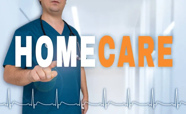 Homecare Doctor Muestra Espectador Con Concepto Frecuencia Cardíaca — Foto de Stock