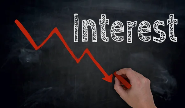 Interest and graph is written by hand on blackboard — Stock Photo, Image