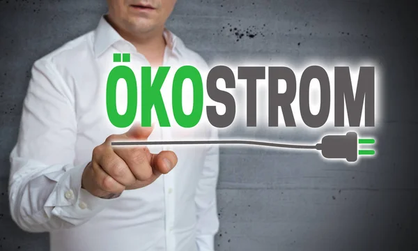 Oekostrom (in german Green electricity) touch screen is man-oper — Stock Photo, Image