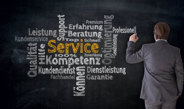 İşadamı yazıyor hizmet (Alman yetkinlik içinde danışmanlık) cl