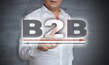 B2b simgesi dokunmatik adam tarafından işletilmektedir