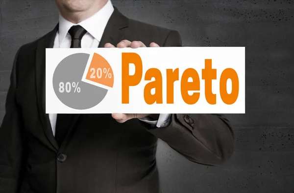 Pareto sign is held by businessman — Stock Photo, Image