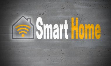 Akıllı ev beton duvar kavramı arka plan üzerinde