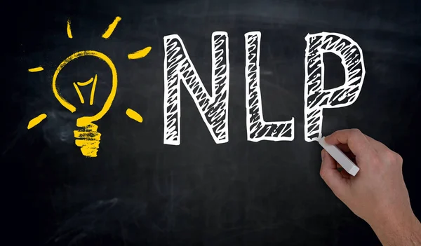 NLP is written by hand on blackboard — Stock Photo, Image