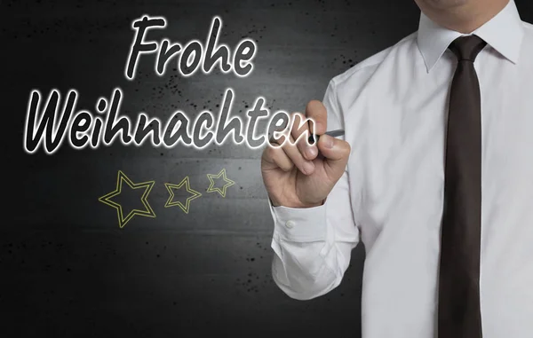 Frohe Weihnachten (in german Merry Christmas) is written by Busi — Stock Photo, Image