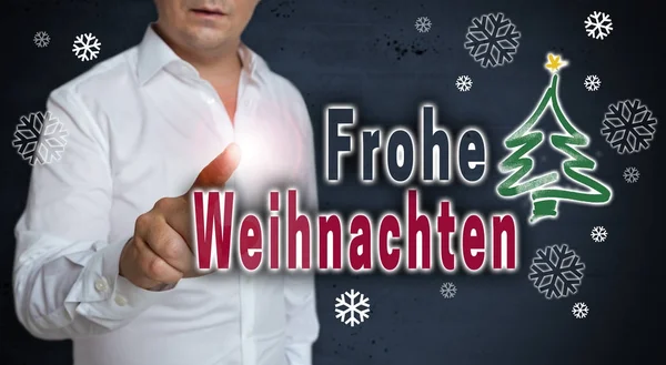 Frohe Weihnachten (in german Merry Christmas) concept touchscree — Stock Fotó