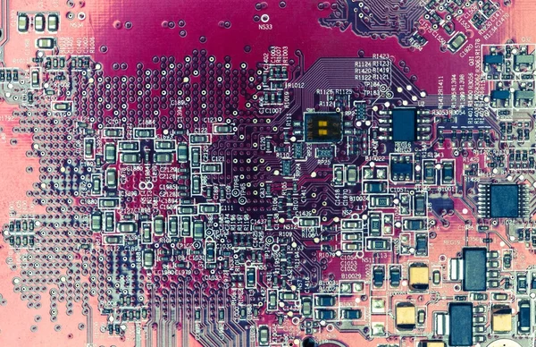 Red retro circuit board as a structure background — Stock Photo, Image