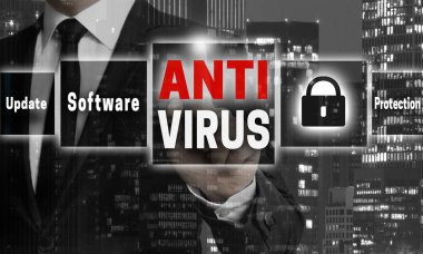 Virüsten koruma kavramı işadamı tarafından gösterilir