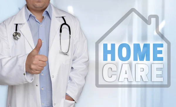 Homecare concept and doctor with thumbs up — Stock Photo, Image