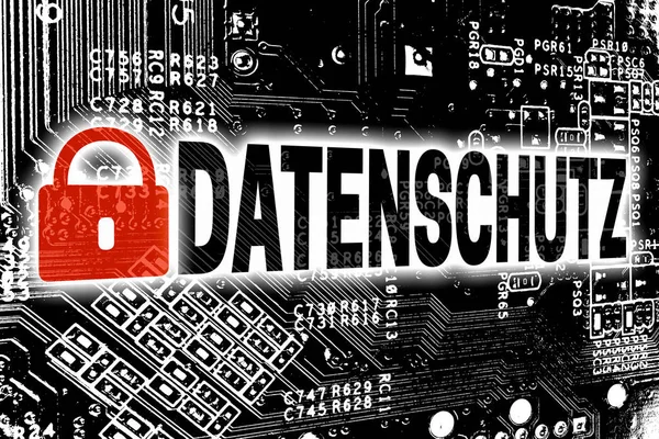 Datenschutz (in Duitse privacybeleid) met printplaat concep — Stockfoto