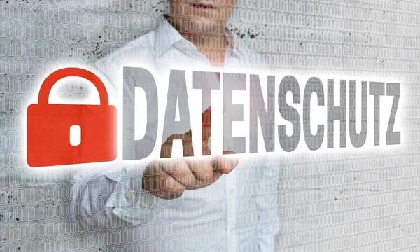 Datenschutz (a német adatvédelmi) mátrix és businessm — Stock Fotó