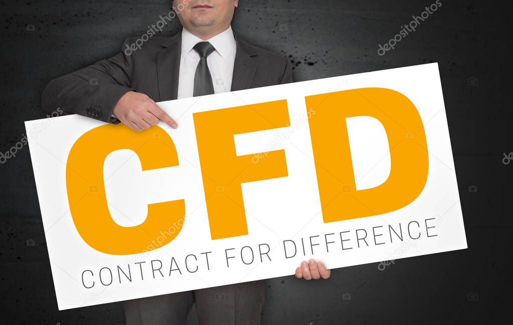 CFD poster is held by businessman