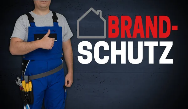 Brandschutz (v německé požární bezpečnost) koncepce a řemeslník s t — Stock fotografie