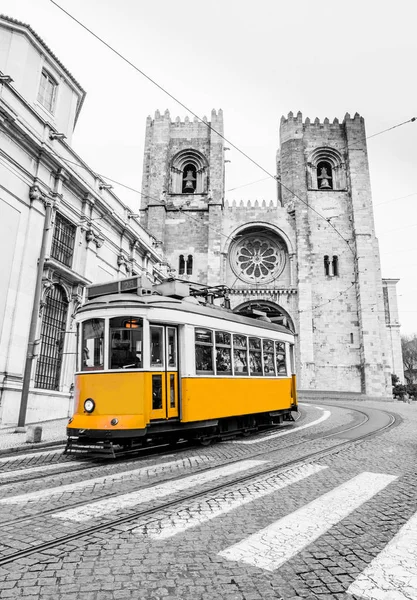 Γραμμή τραμ 28e του τραμ Λισαβόνα Πορτογαλία — Φωτογραφία Αρχείου