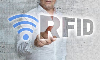 RFID with matrix and businessman concept clipart