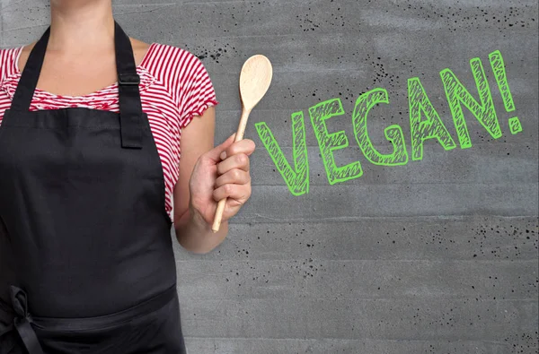 Concepto vegano se muestra por el cocinero — Foto de Stock